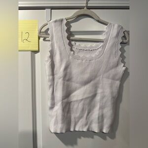 White Ribbed Tank Top